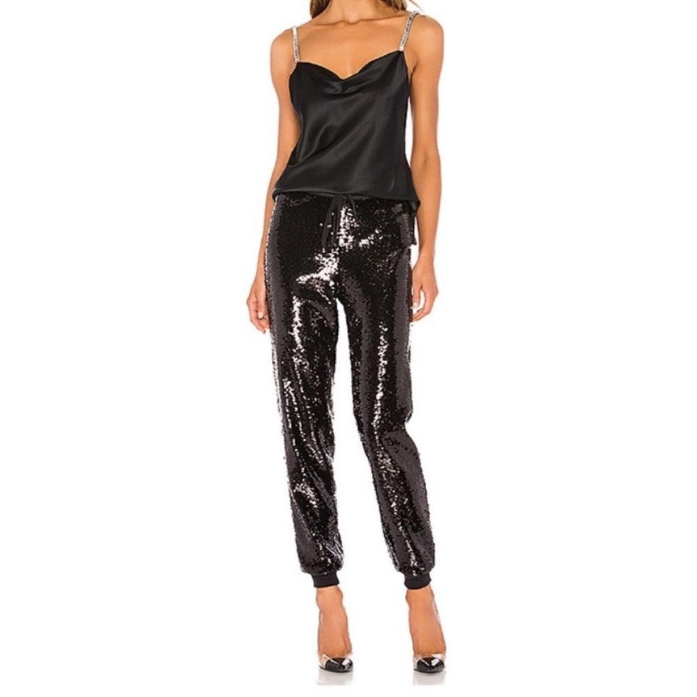 CAMI NYC black sequin joggers size small, fit a size 4/6